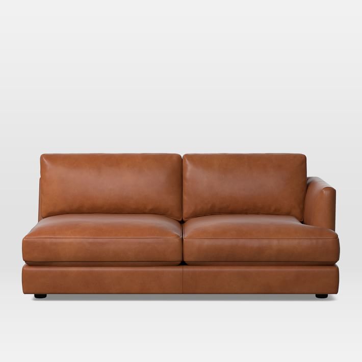 Open Box: Haven Leather 2-Piece Terminal Chaise Sectional -Nut
