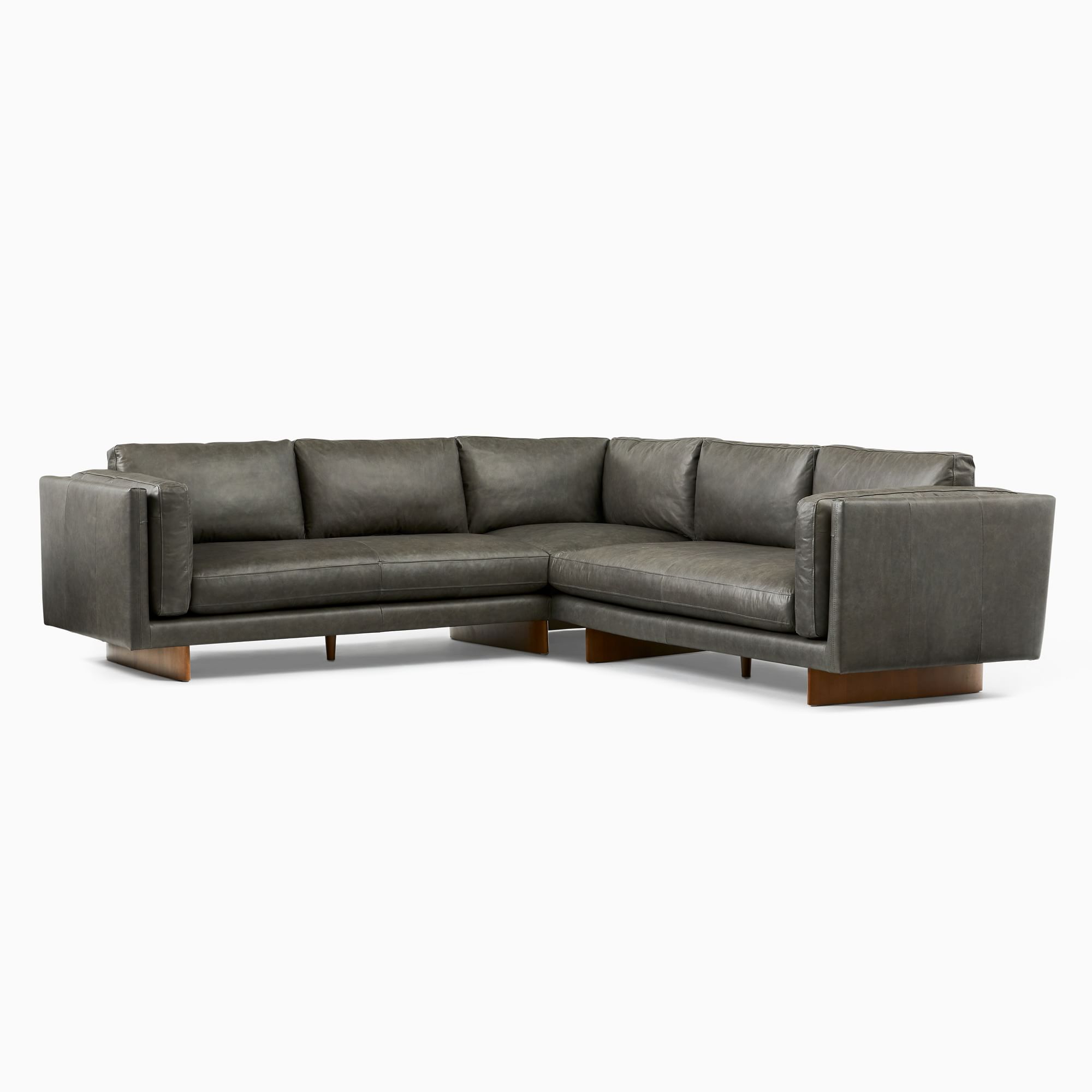 Anton Leather 3 Piece Sectional Wood Legs | Sofa With Chaise West Elm