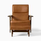 Mid-Century Show Wood High-Back Leather Chair &amp; Ottoman Set