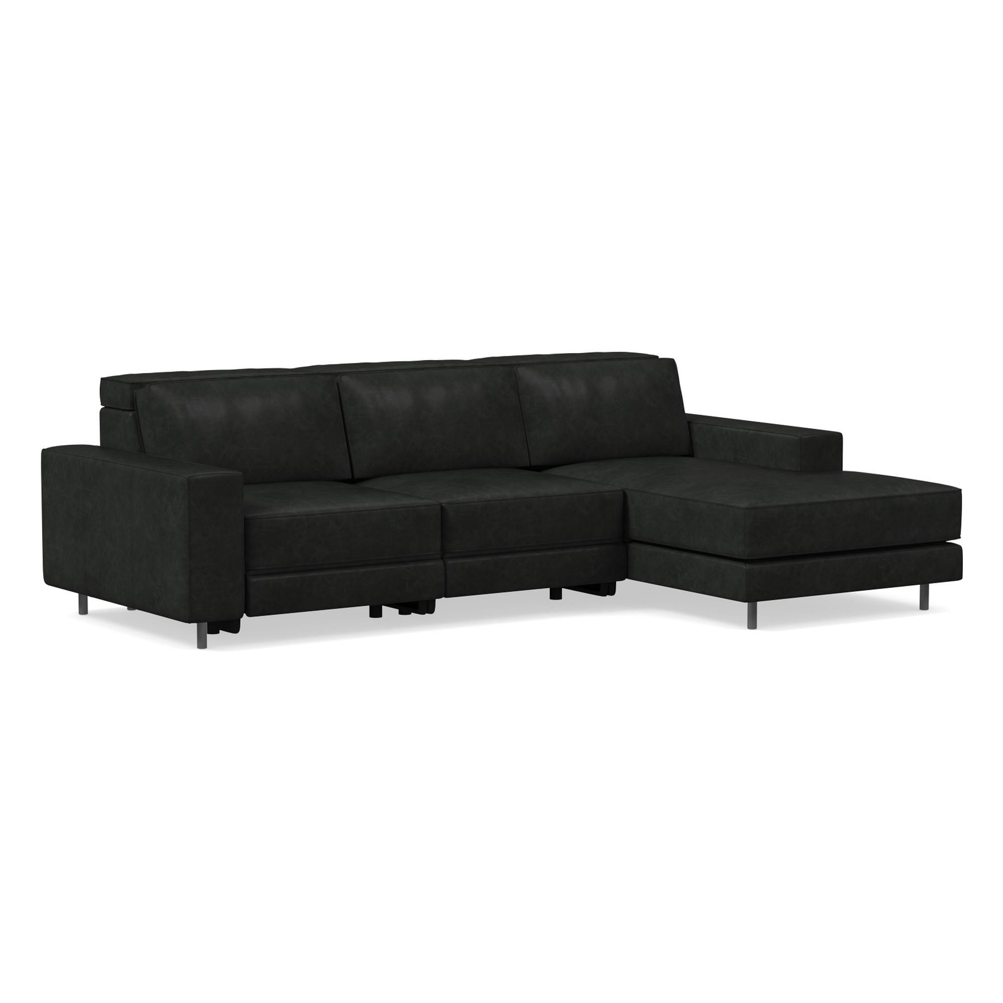 Axel Motion Leather 3 Piece Reclining Chaise Sectional | Sofa With West Elm