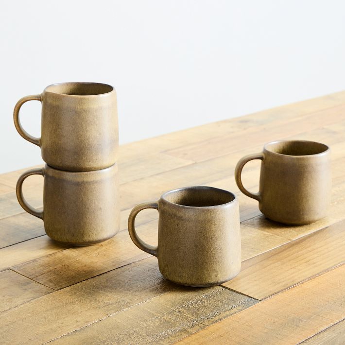 Kanto Stoneware Handled Mug Sets in Cardamom- Set of 4