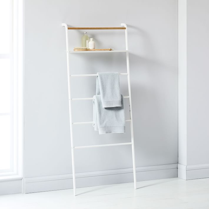 Yamazaki Leaning Clothes + Towel Rack with Shelf