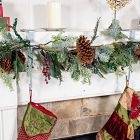 Mantel Garland &amp; Christmas Stocking Holder (Set of 3) - Silver