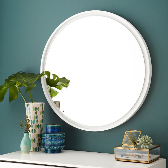 Floating White Round Wall Mirror