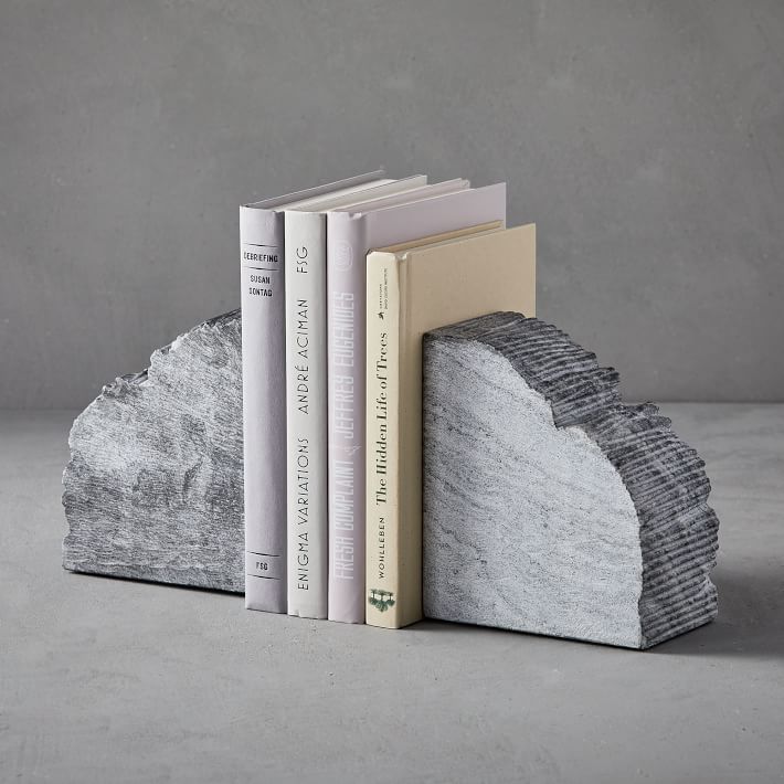 Rough Cut Gray Stone Bookends