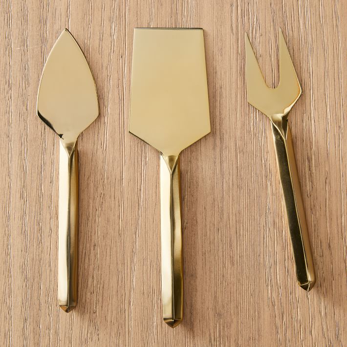 Faceted Brass Charcuterie Knives (Set of 3)