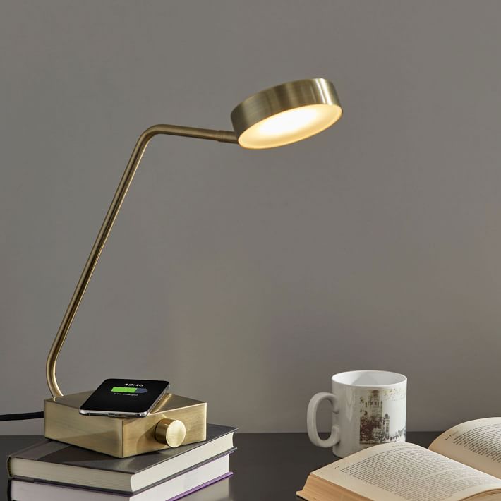 Industrial Metal LED Wireless Charging &amp; USB Task Lamp