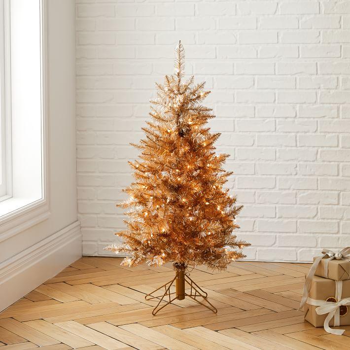 Pre-Lit Faux Rose Gold Tuscany Christmas Tree - 5'