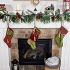 Mantel Garland &amp; Christmas Stocking Holder (Set of 3) - Silver