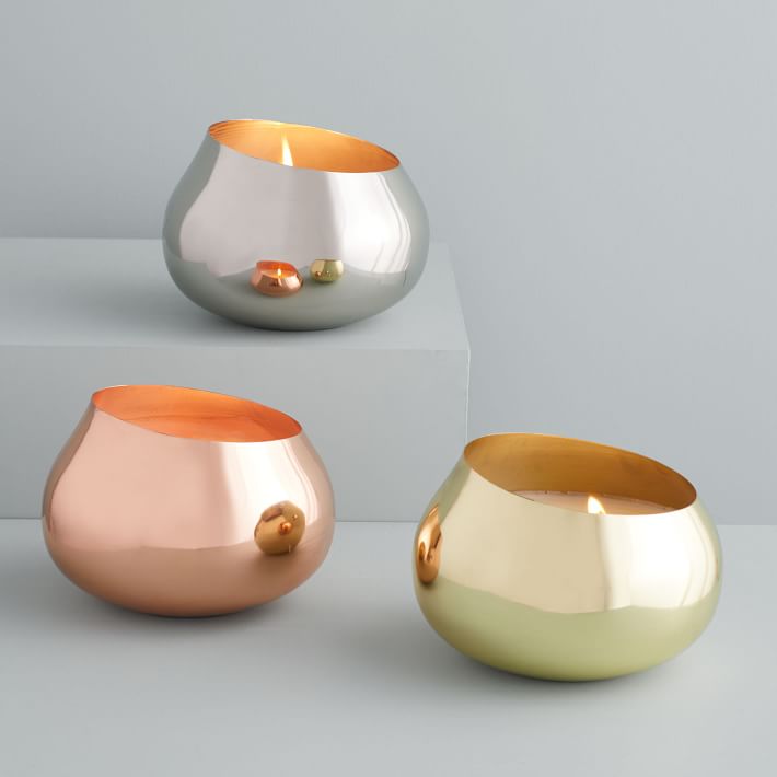 Angled Metal Round Scented Candles