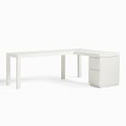 Parsons L-Shaped File Cabinet Desk &amp; Slope Office Chair Set