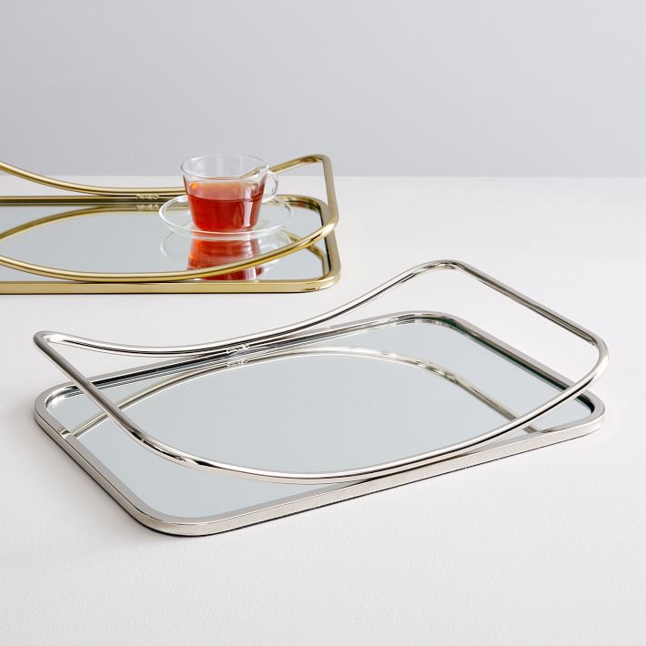Modern Contour Mirrored Tray (16&quot; x 11&quot;)