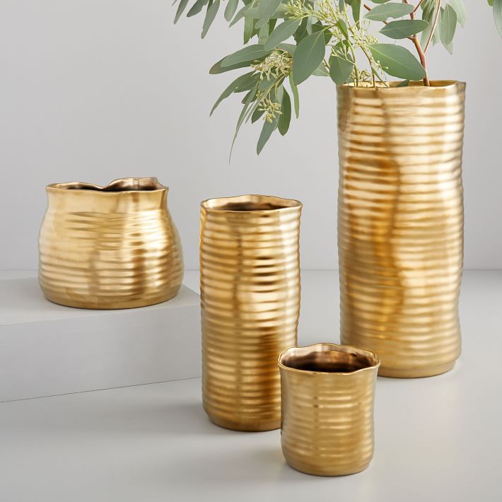 Molten Brass Metal Vases