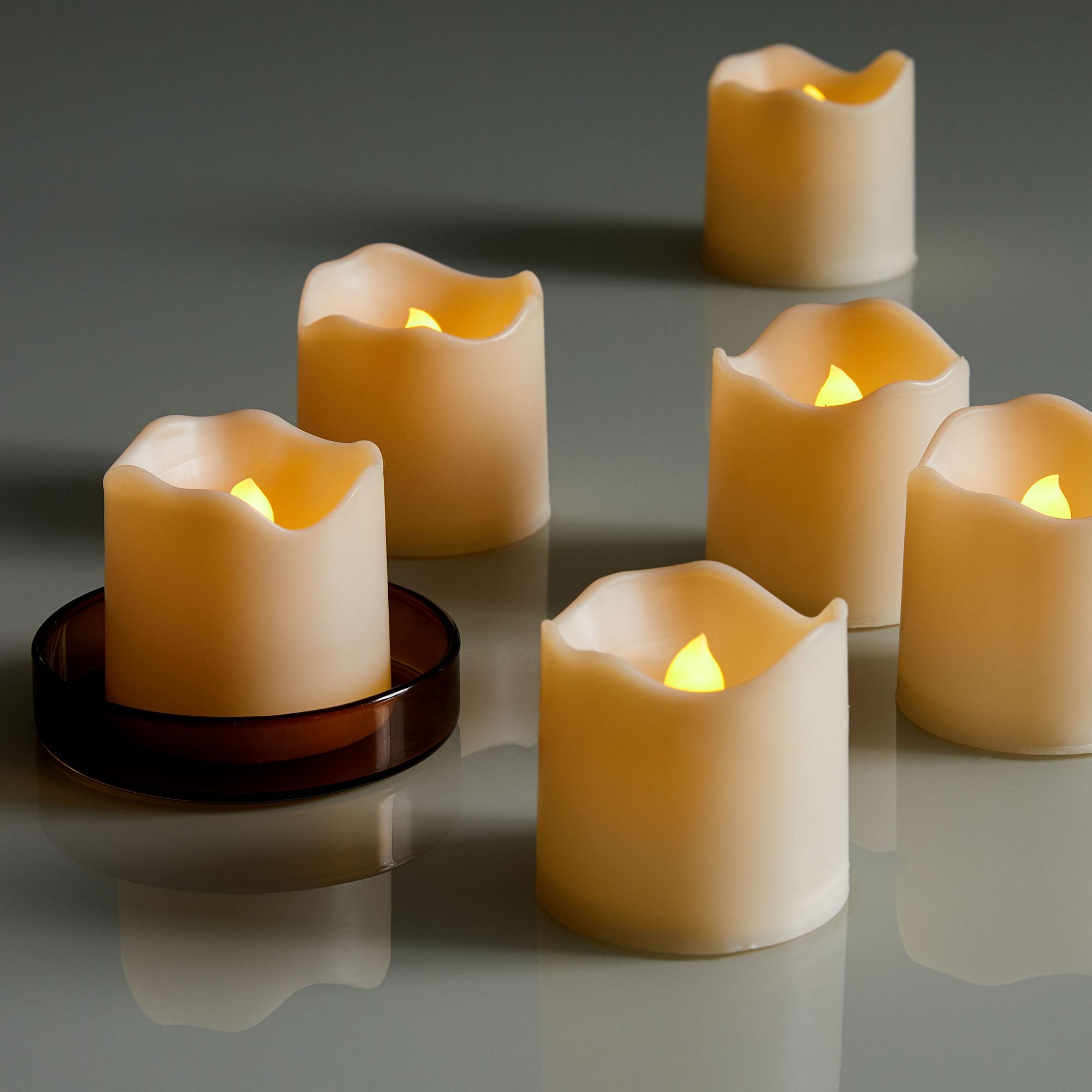 Alt image 1 for Premium Flameless Wax Dipped Votive Candles (Set of 6)
