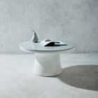 Marble-Topped Pedestal Coffee Table - White Marble/White