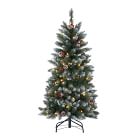 Pine Cones &amp; Red Berries Faux Pine Christmas Tree w/ LED Lights