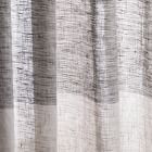 European Flax Linen Contrast Stripe Curtain - Frost Gray/Slate