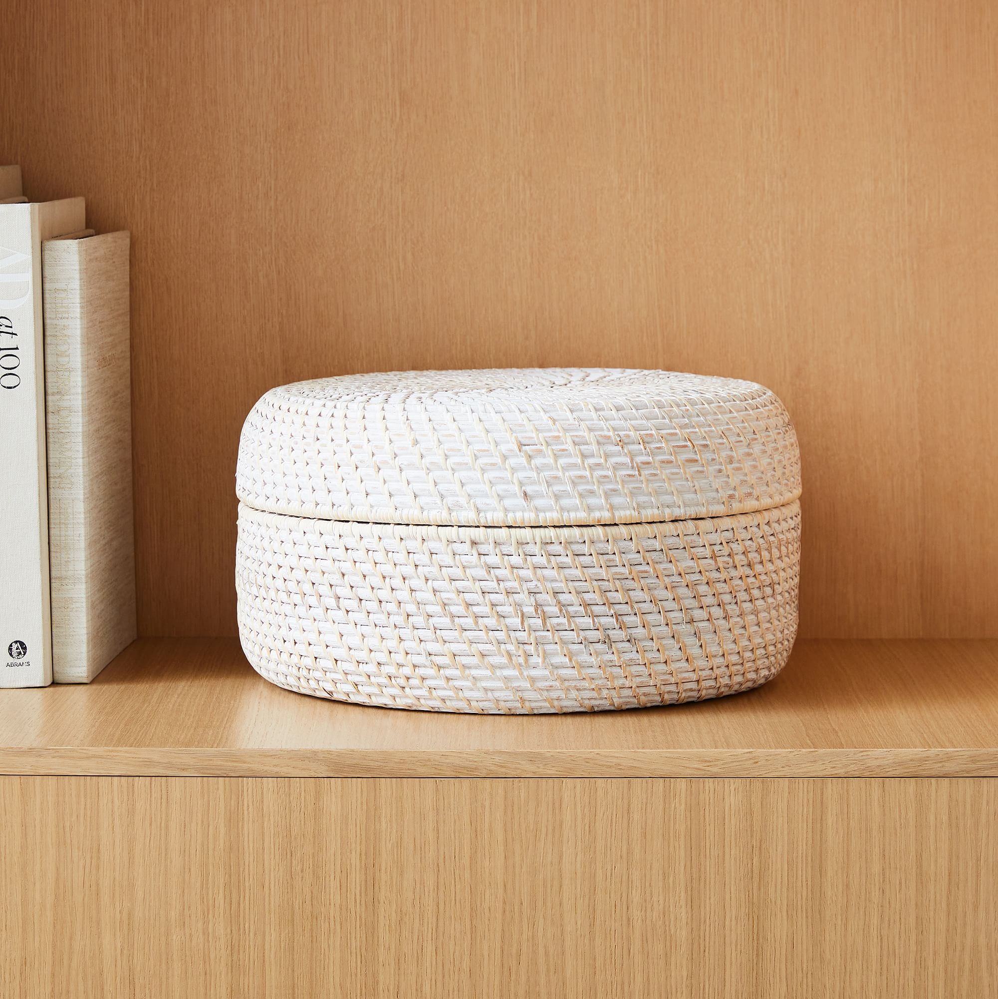 Modern Weave Rattan Round Lidded Baskets | West Elm