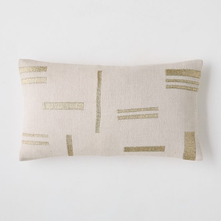 Embroidered Metallic Blocks Pillow Cover (Natural) // West Elm