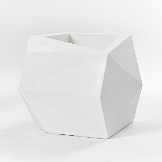 Alpine White Origami-Inspired Polyethylene Outdoor Planter
