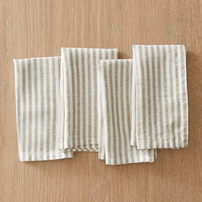 European Striped Linen 20x20 Napkin Sets