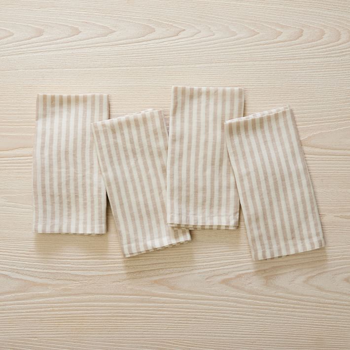 European Striped Linen 20x20 Napkin Sets