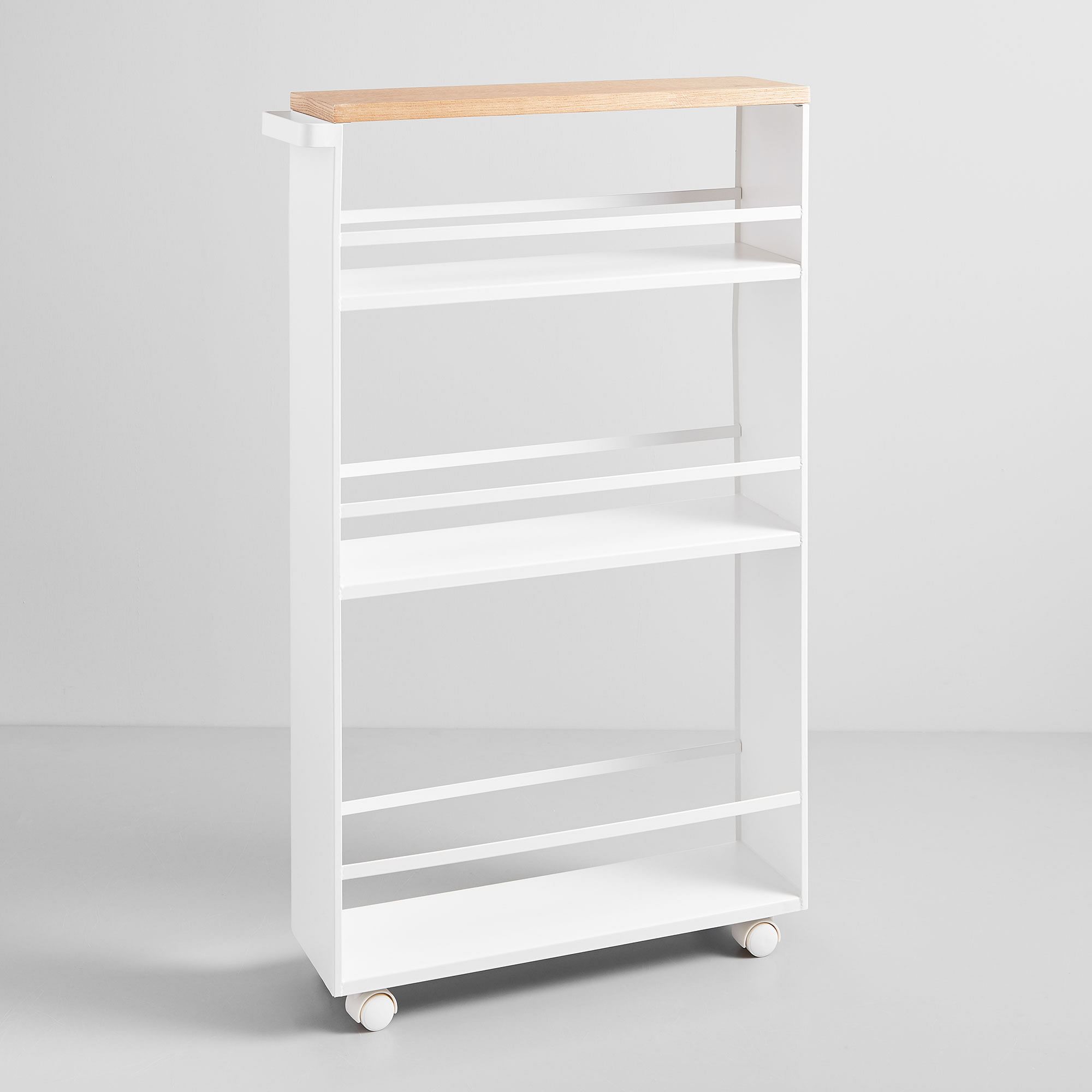 Yamazaki Slim Wood Top Rolling Storage Cart | West Elm