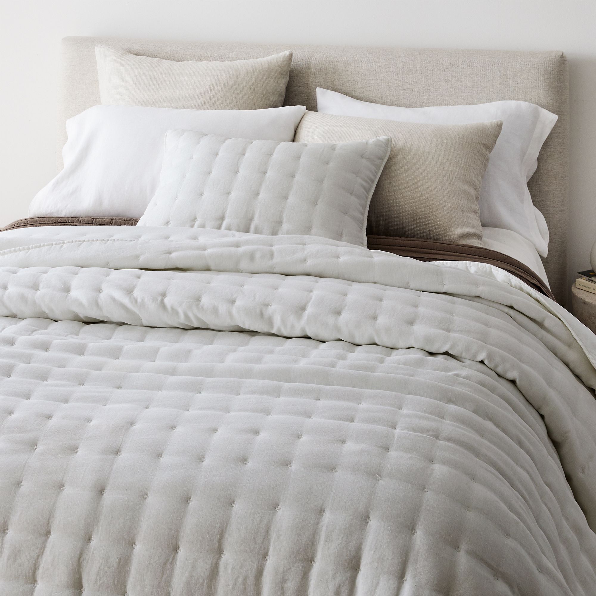 European Flax Linen Tack Stitch Quilt & Shams | West Elm