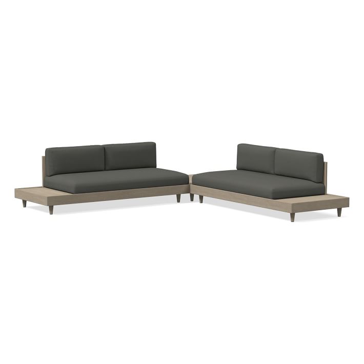 Portside Low Outdoor 3-Piece Sectional with Coffee Table Cushion Covers