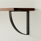 Linear Cool Walnut Wood Wall Shelves with Arch Brackets