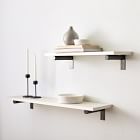 Linear White Lacquer Wall Shelves with Jordan Brackets