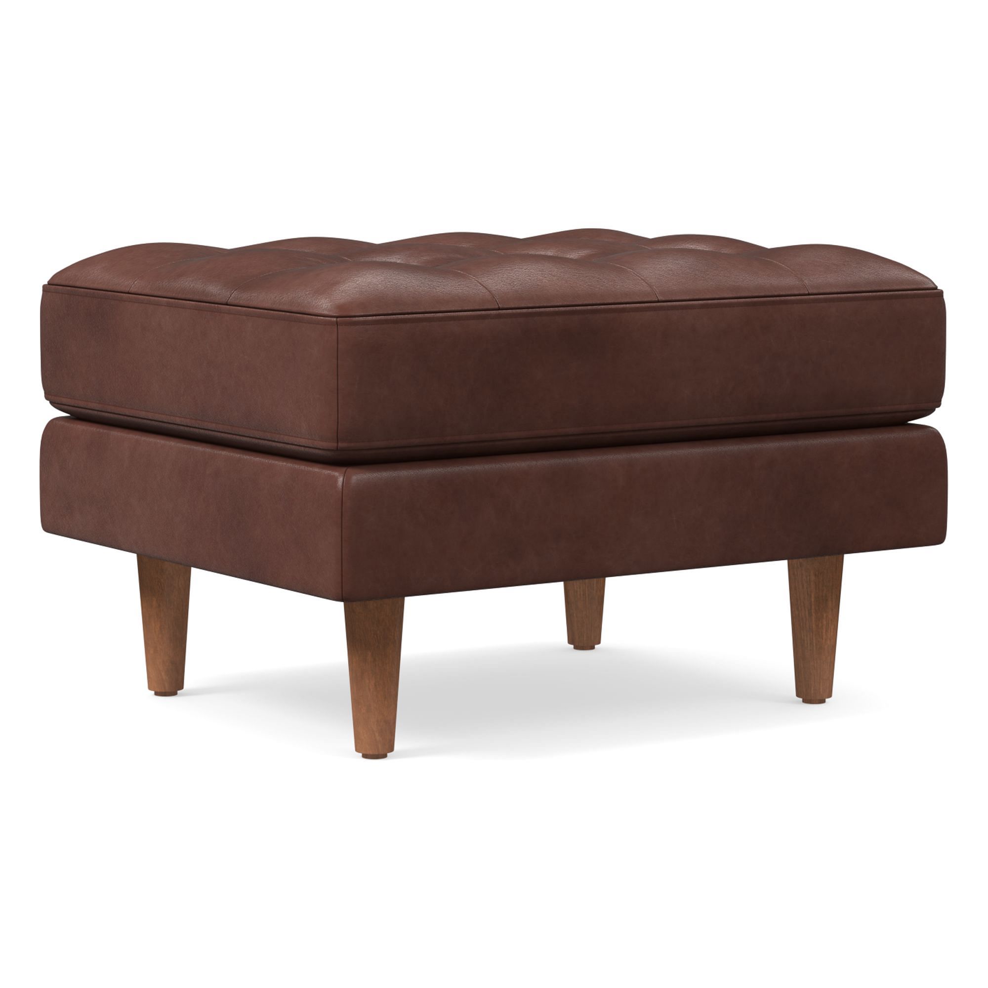 Dennes Leather Ottoman | West Elm