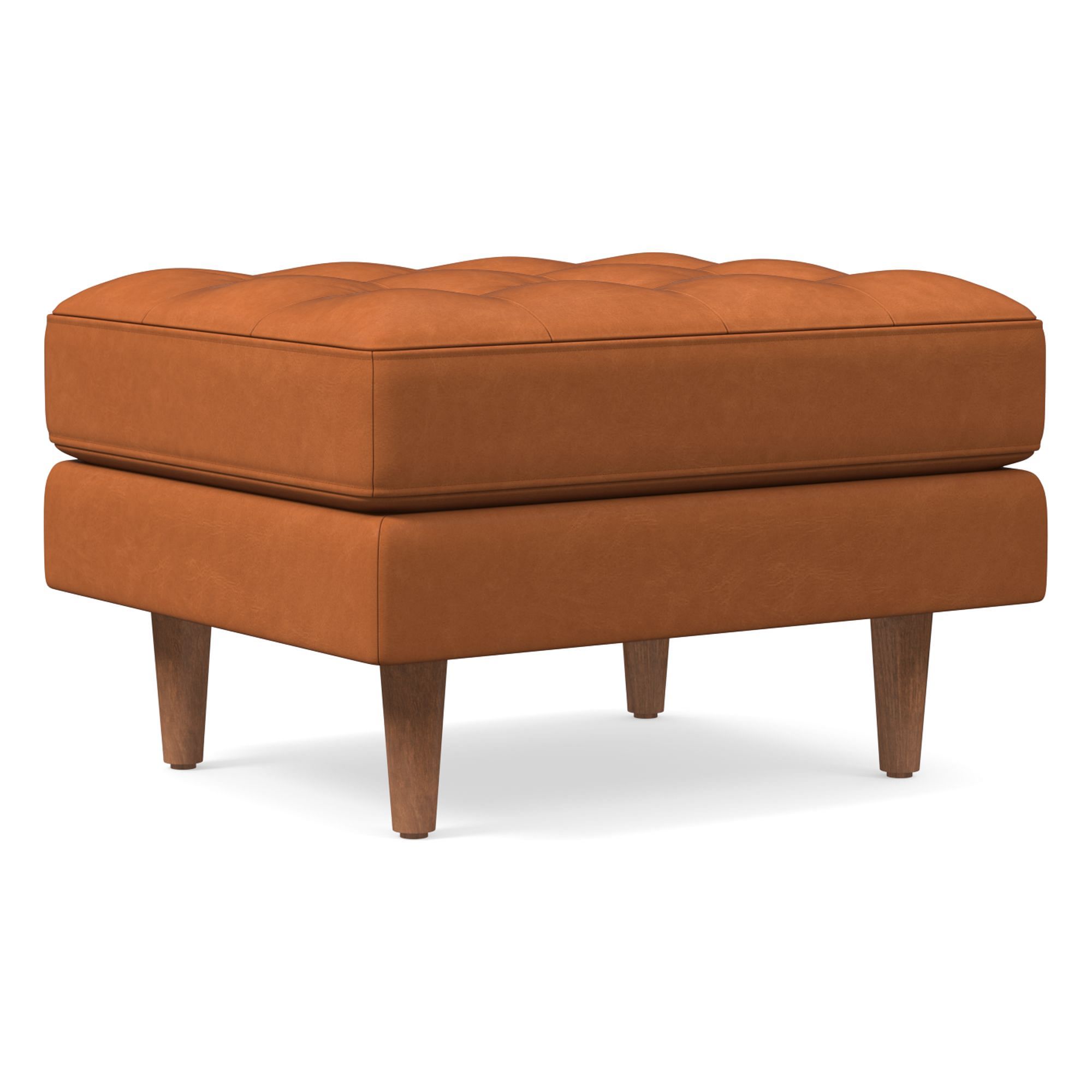 Dennes Leather Ottoman | West Elm