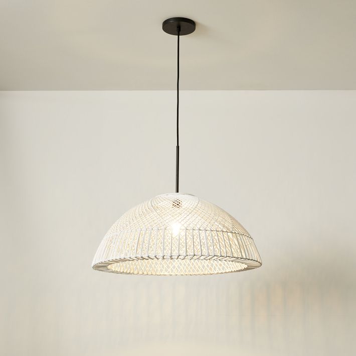 Wicker Dome 28&quot; Pendant (White) - Clearance