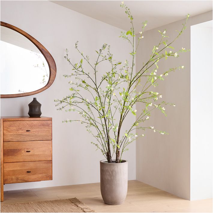 Faux Potted Mixed Botanicals Tree w/ Planter