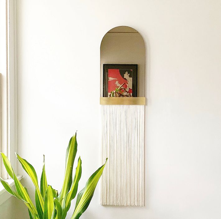 Candice Luter Svara Fringe Arched Wall Mirror w/ Accent Bar