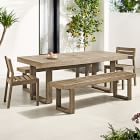 Portside Wood Outdoor Dining Table (76.5&quot;), Benches &amp; Dining Chairs Set