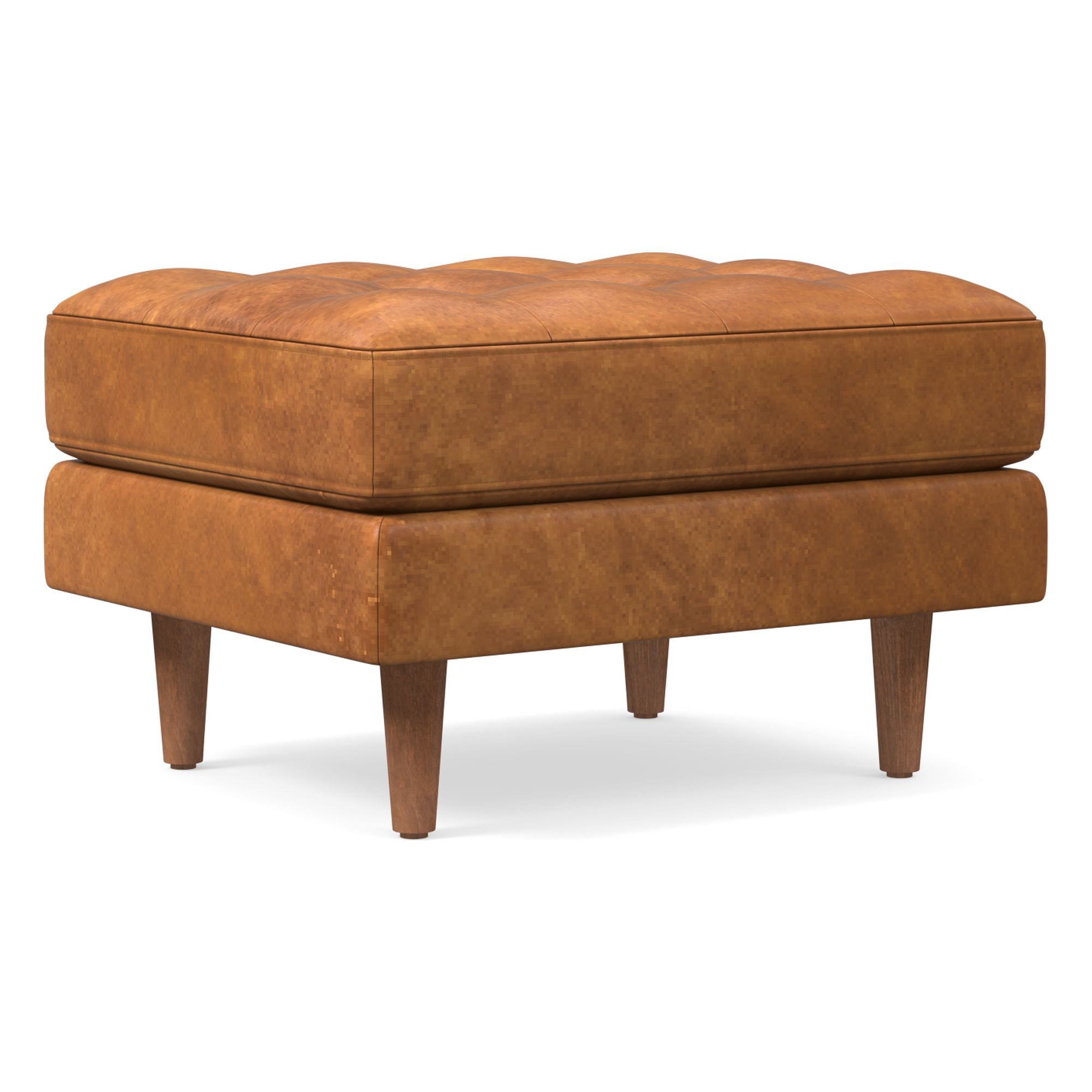 Dennes Leather Ottoman | West Elm