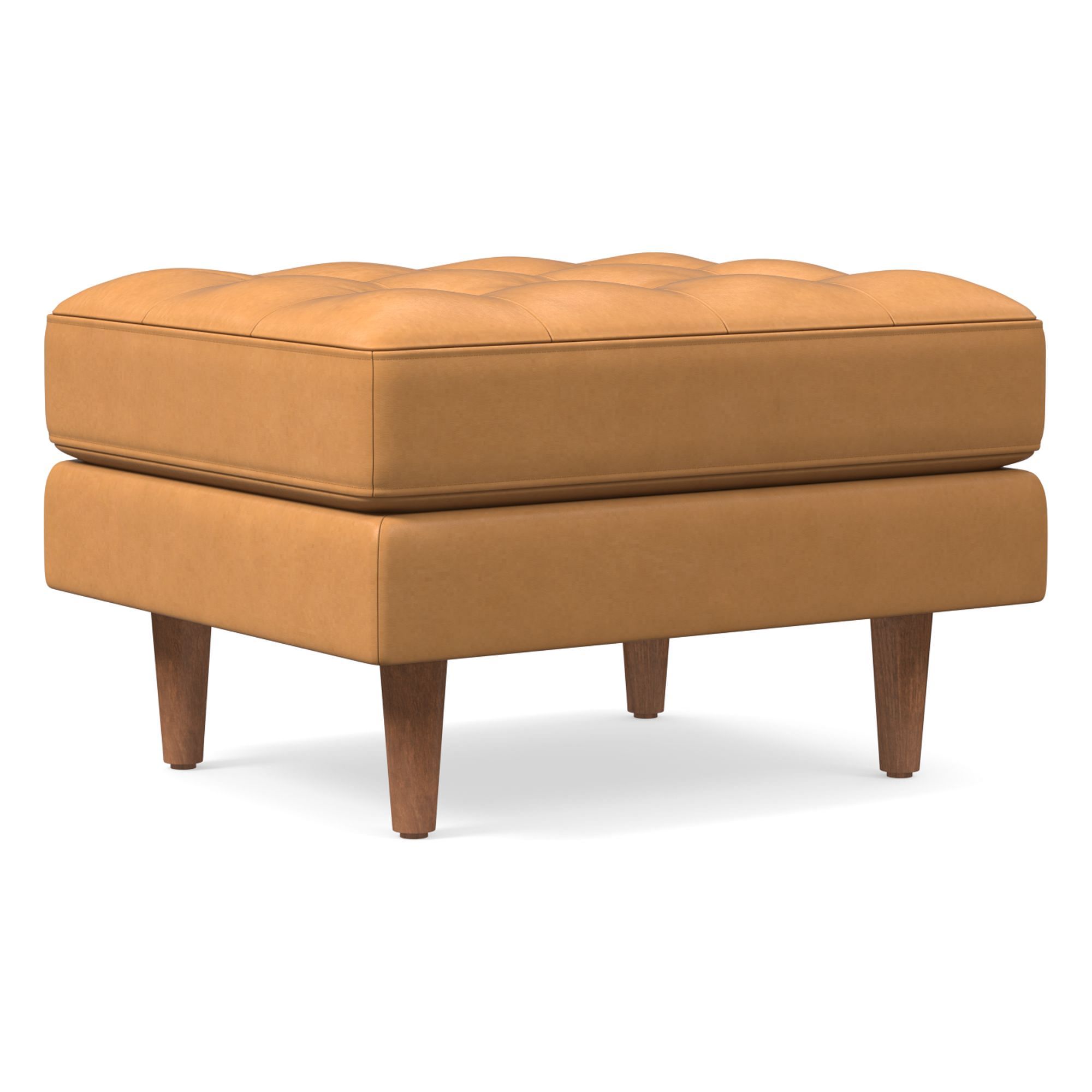 Dennes Leather Ottoman | West Elm