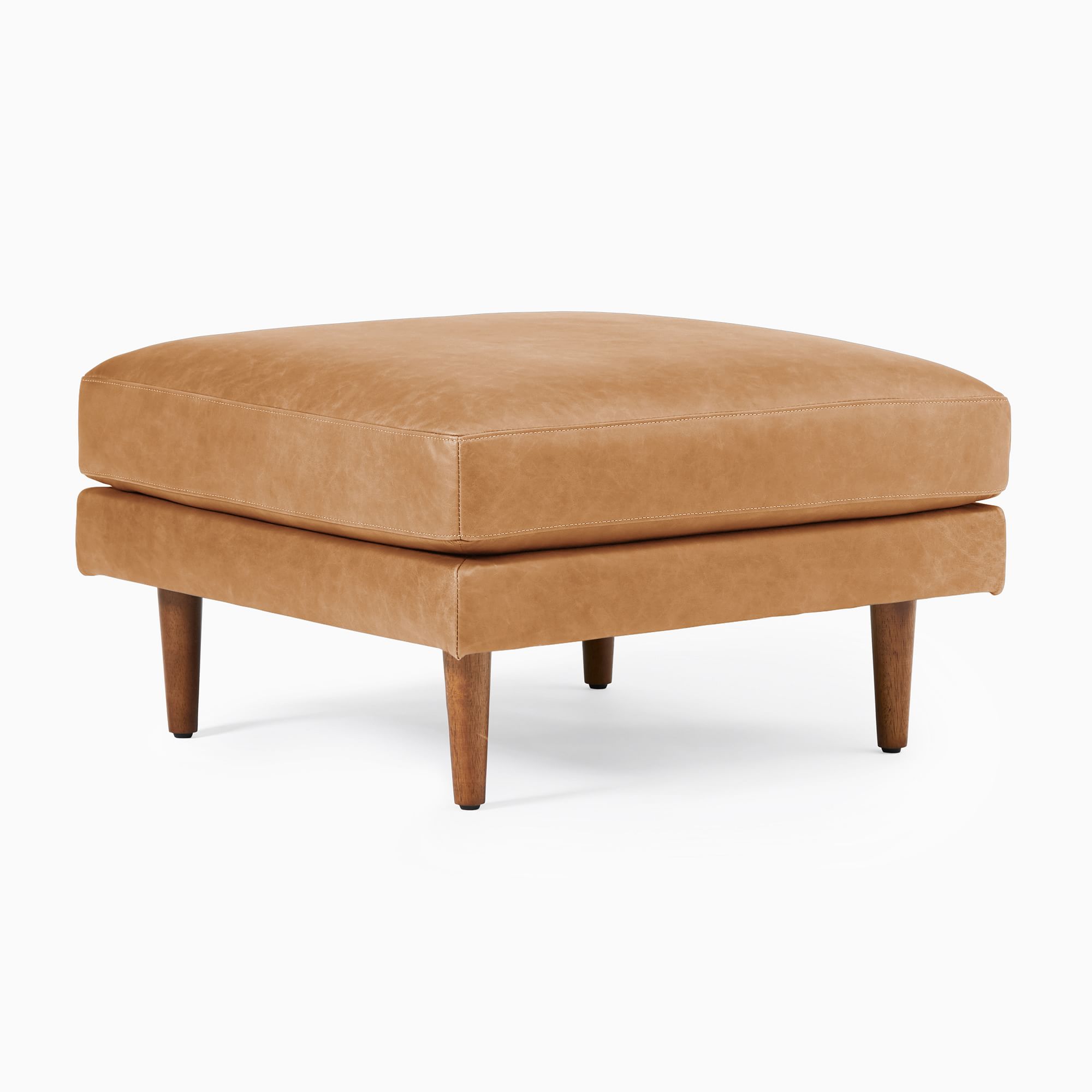 Haven Loft Leather Ottoman | West Elm