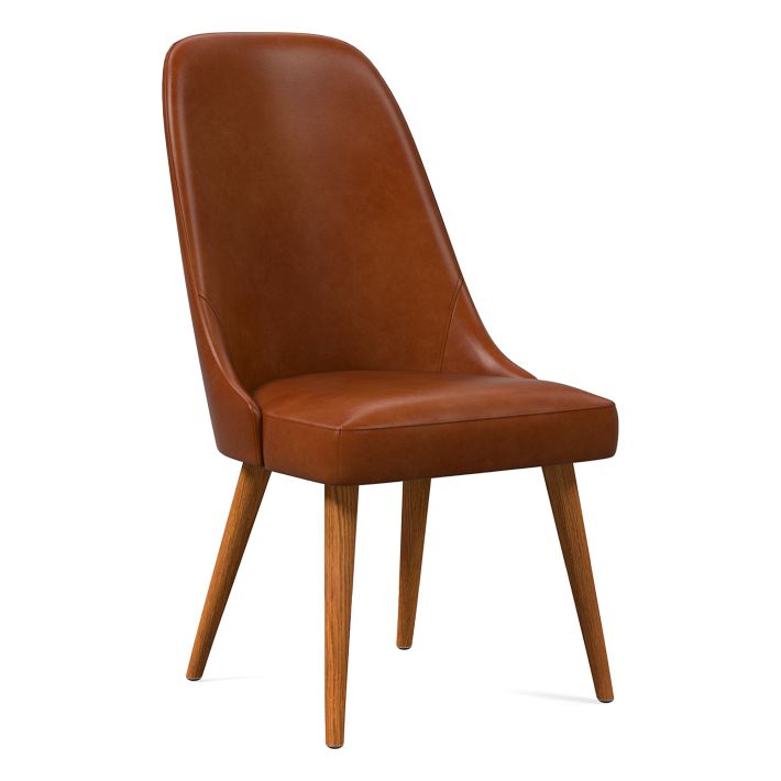 Mid-Century High Back Leather Dining Chair