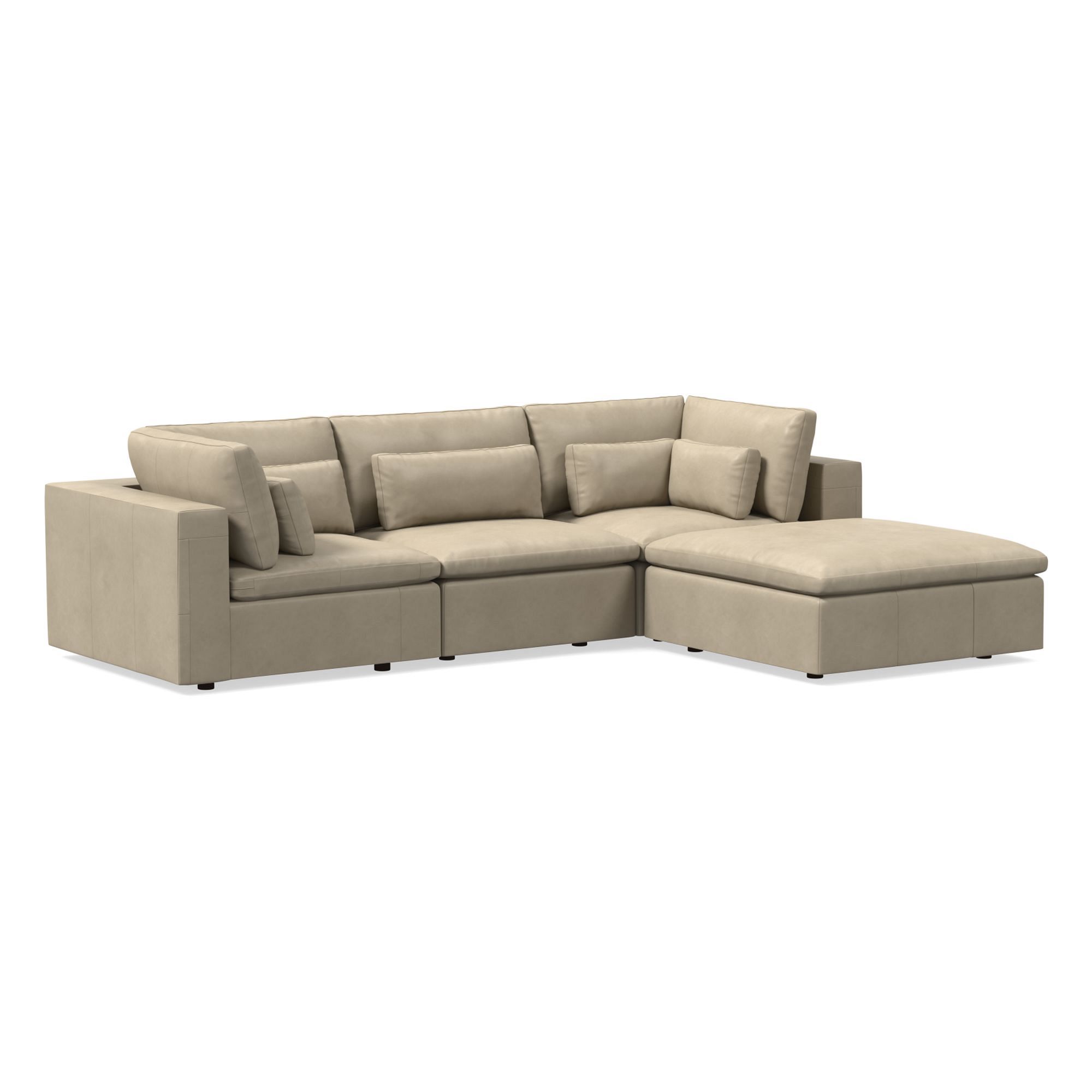 Harmony Modular Leather 4-Piece Ottoman Sectional (120") | West Elm