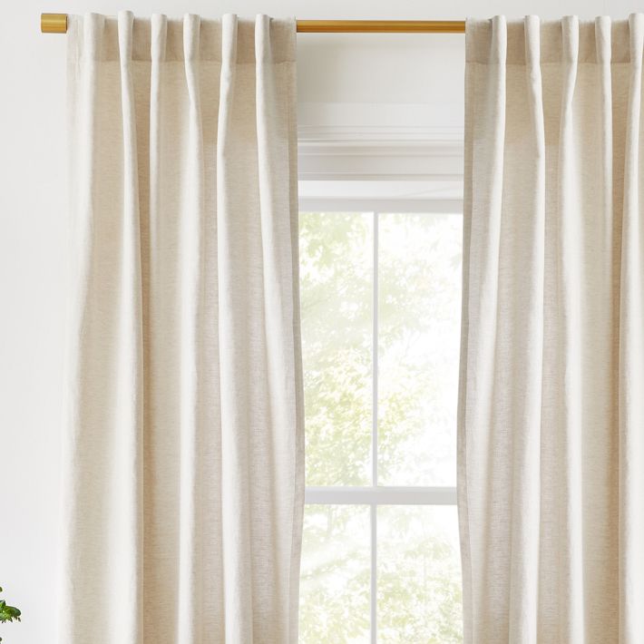 Open Box: Custom Size European Flax Linen Blackout Curtain - Natural
