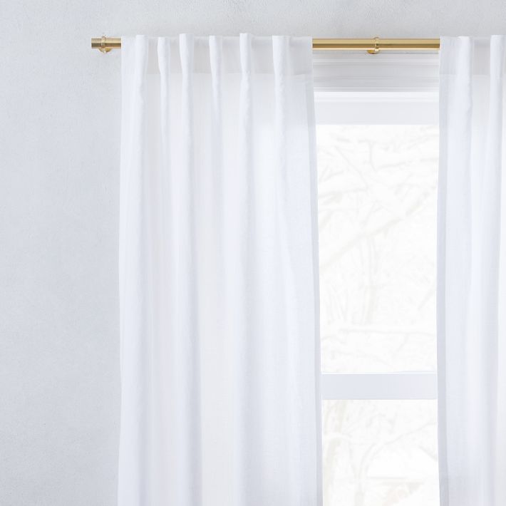 Custom Size European Flax Linen Curtain - White