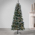 Pine Cones &amp; Red Berries Faux Pine Christmas Tree w/ LED Lights