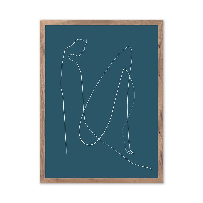 Abstract Figure in Deep Teal Framed Wall Art by Roseanne Kenny