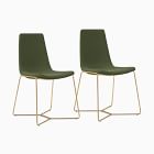 Open Box: Slope Dining Chair, Set of 2, Performance Velvet, Tarragon, Antique Brass