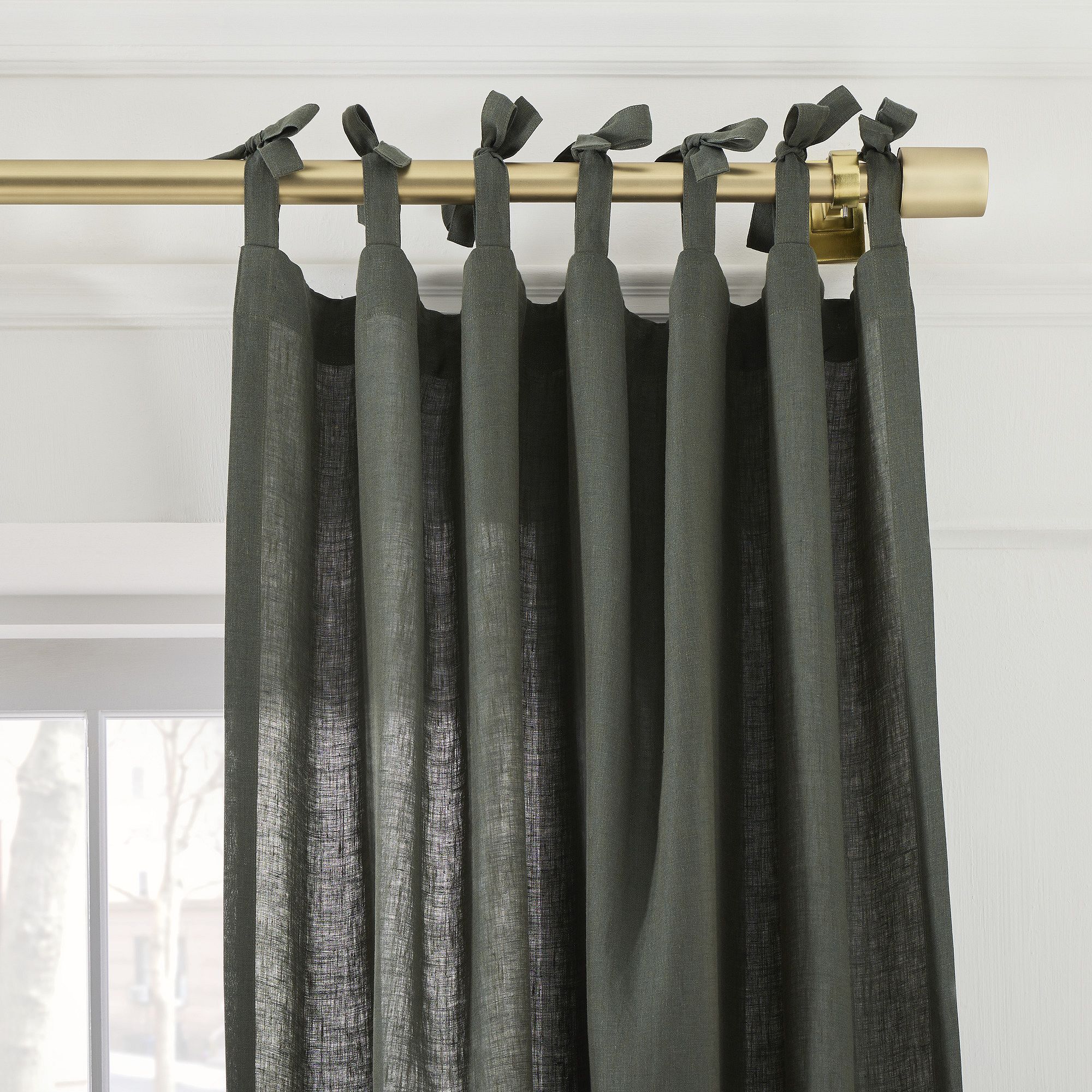 European Flax Linen Curtain w/ Tie Top | West Elm