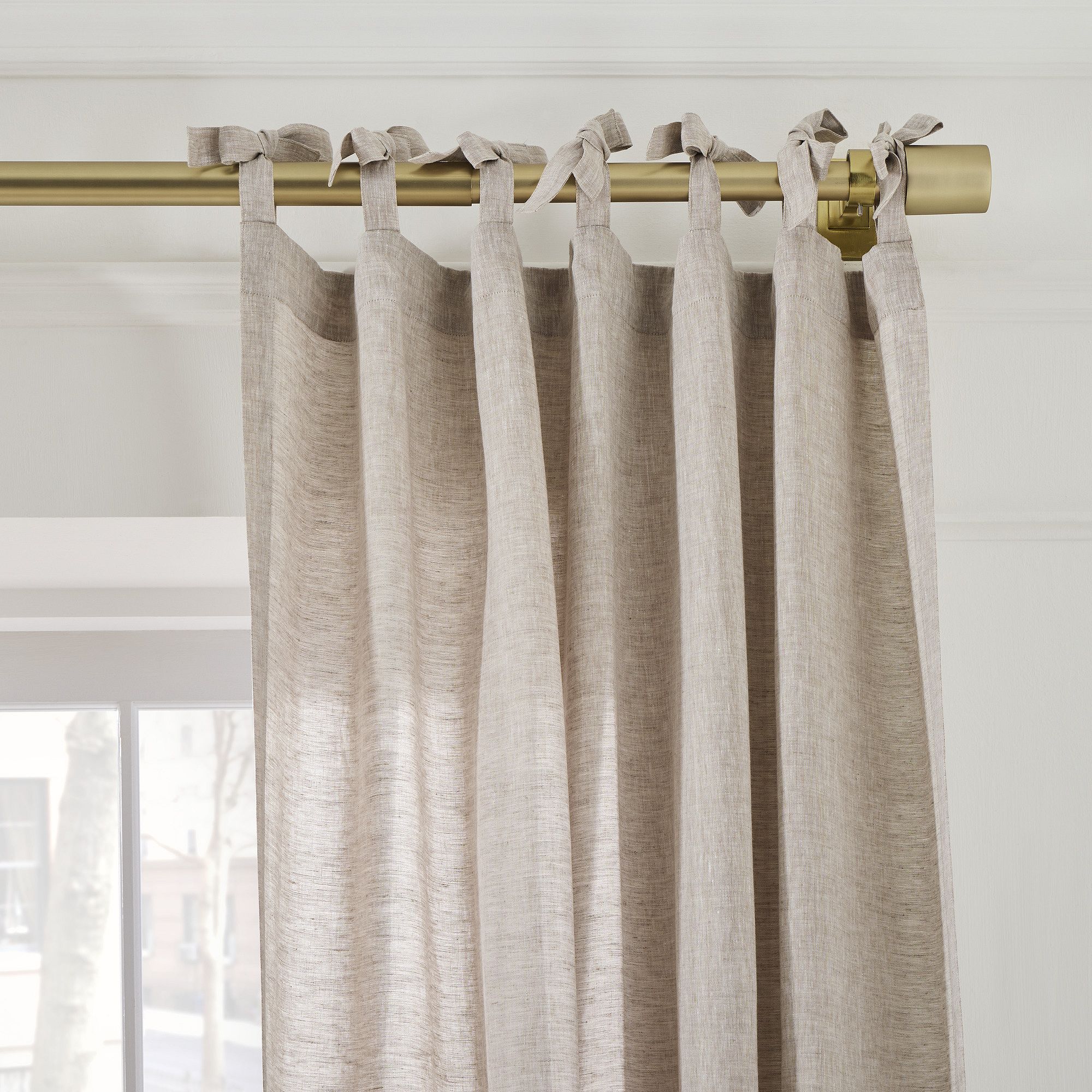 European Flax Linen Curtain w/ Tie Top | West Elm