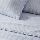 Heather Taylor Home Canyon Stripe Ruffle European Flax Linen Sheet Set &amp; Pillowcases
